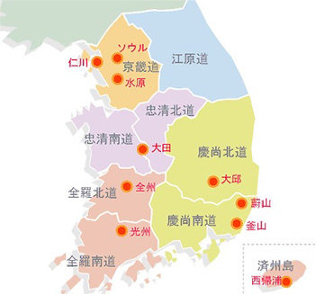 韓国の地図